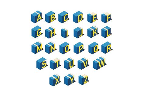 Cube 3d Font Isometric View 04 Gk Mockups Store