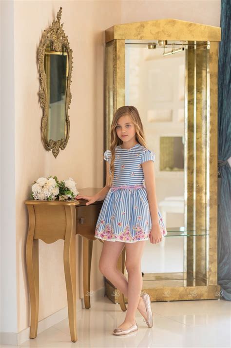 Dolce Dress Petit Girl Blue Stripes And Floral Print Missbaby