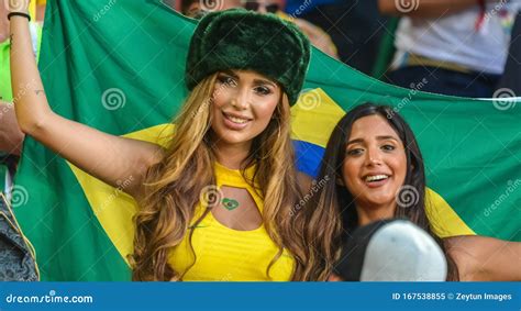 Beautiful Fan Girls From Brazil During Fifa World Cup 2018 Match Serbia Vs Brazil Editorial