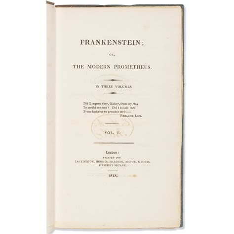 Mary Shelleys First Edition Of Frankenstein Sells For Record