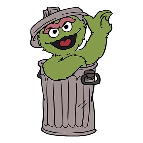 How To Draw Oscar The Grouch From Sesame Street Easy Drawing Guides