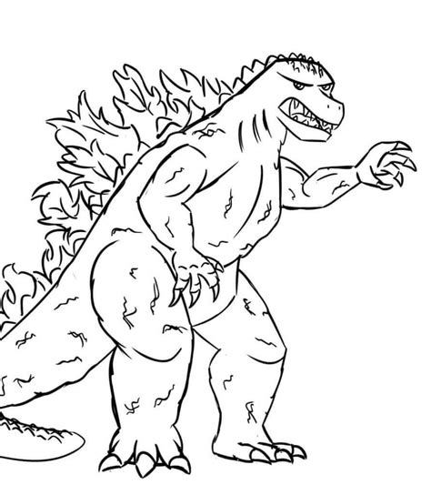 Desenho Animado Do Godzilla Irritado Para Colorir Imprimir E Desenhar