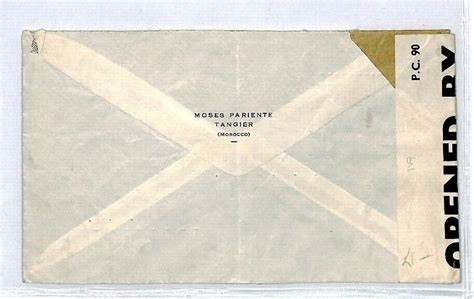 Morocco Agencies Cover British Post Office Tangier 1942 Ww2 Censor