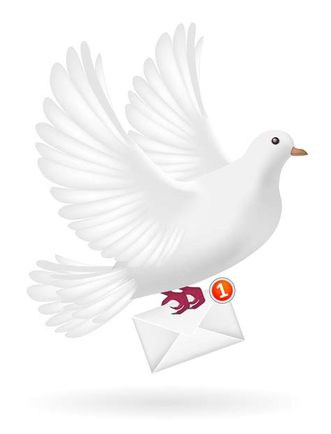 Premium Vector White Pigeon Bird Sending White Envelope Letter