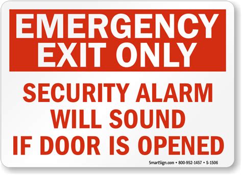 Emergency Exit Only Security Alarm Signs Fire And