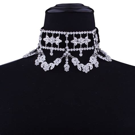 Crystal Rhinestone Velvet Statement Choker Necklace Jewelry Uniqistic Com