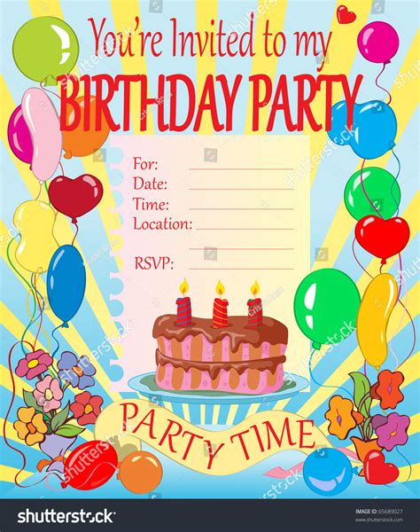 Get your printable birthday invitations plus more birthday party invitations card ideas online! Vector Illustration, Birthday Party Invitation For Kids ...