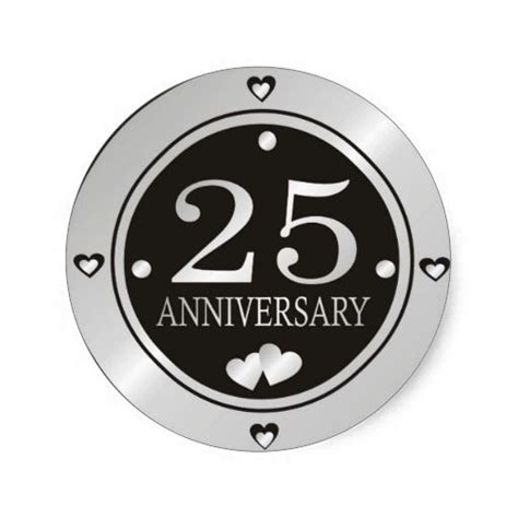Black And Silver 25th Wedding Anniversary Classic Round Sticker