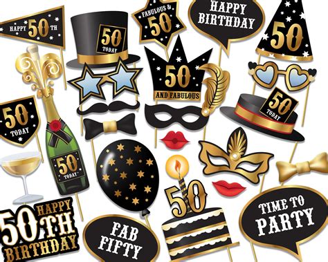 50th Birthday Photo Booth Props Instant Download Printable