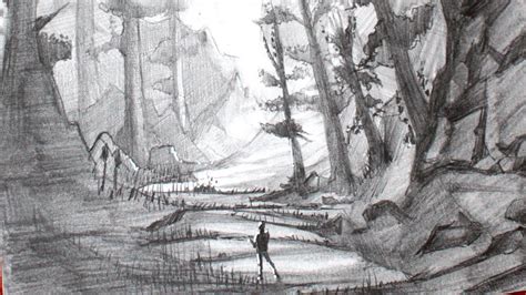 Pencil Drawing Of A Forest At Explore Collection