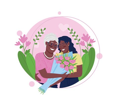 African American Daughter And Mother Hugging Flat Concept Vector Illustration 2184359 Vector Art