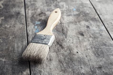 Paint Brush On A Wood Surface Stock Image Image Of Surface Paint