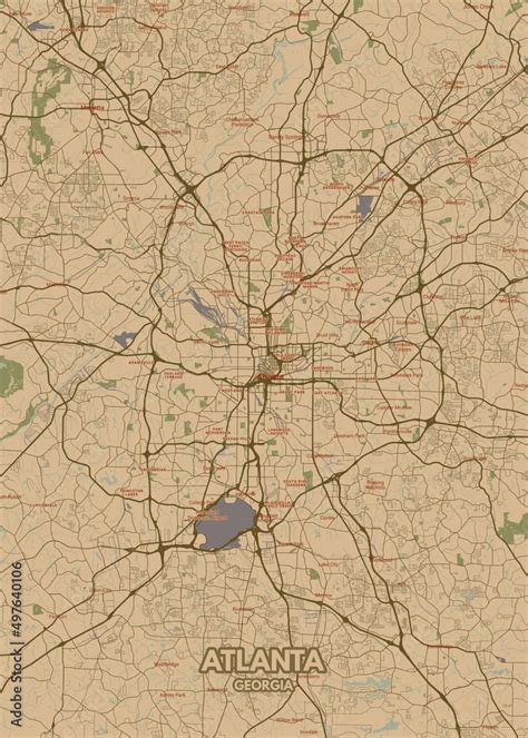 Poster Atlanta Georgia Map Road Map Illustration Of Atlanta