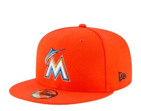 New Era 59fifty Mlb Miami Marlins Rd On Field Fitted Orange Hat 70440219 Ebay