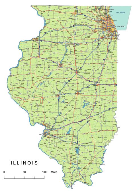 Illinois State vector road map.ai, pdf, 300 dpi jpg lossless scalable ...