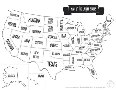 Usa Map With State Names Printable