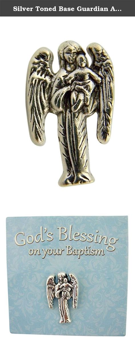 Silver Toned Base Guardian Angel Lapel Pin With Card For Baptism 78