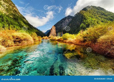 Amazing Landscape With Azure River Among Mountains Stock Photo Image