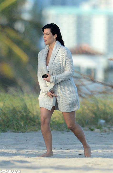 pregnant kim kardashian wears a bikini at the beach popsugar celebrity