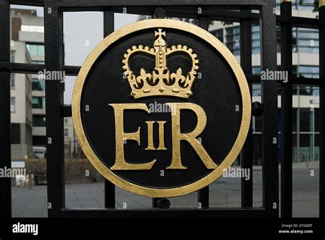 Queen Elizabeth Ii Symbol On Gate Stock Photo Royalty Free Image