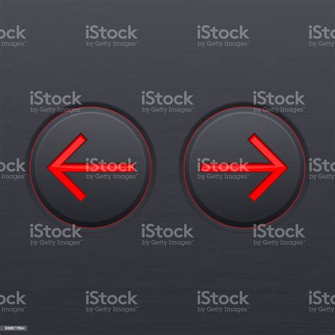 Round Arrow Buttons Red Icons Right And Left Stock Illustration