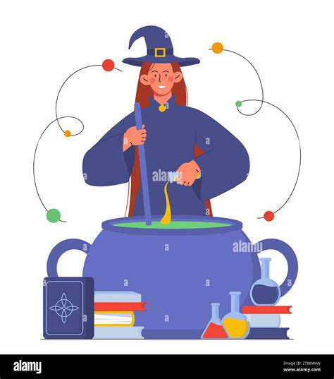 witch with cauldron vector concept stock vector image and art alamy