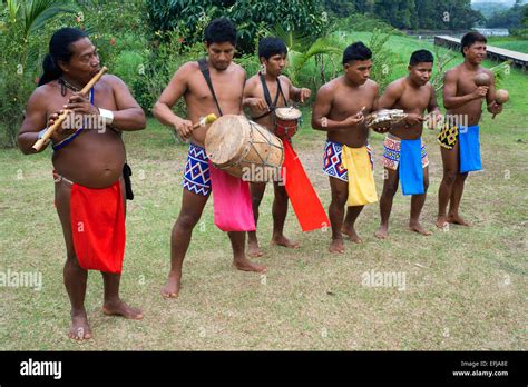 music and dancing in the village of the native indian embera tribe embera village panama