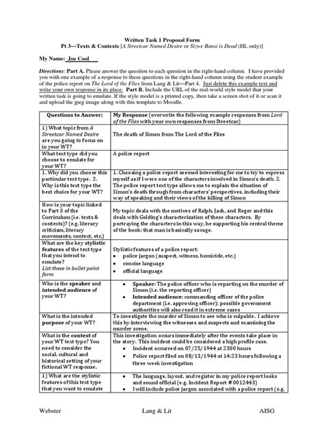 Written Task 1 Proposal Template With Lof Exampledocx Police