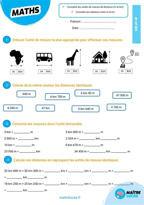 Exercices M Tre M Et Kilom Tre Km Ce Ce Ma Tre Lucas