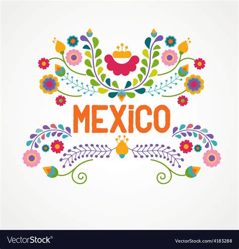 Mexico Flowers Pattern And Elements Royalty Free Vector