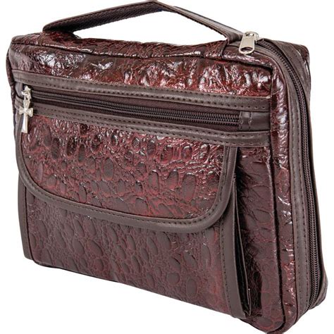 Embassy Alligator Embossed Burgundy Genuine Leather Bible Cover Lulbible3