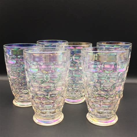 Vintage Federal Glass Colonial Iridescent Flat Etsy Glass Vintage