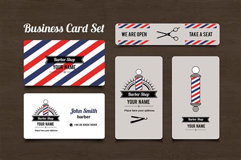 If you are looking for cheap business cards just to get the job done and do not care much about the small details, then these standard 14pt low cost business cards are for you. Barber Shop Business Card set ~ Business Card Templates ...