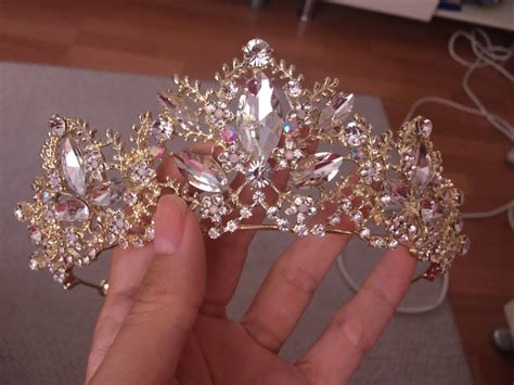 Gold Crown Princess Tiara Headband Vintage Baroque Diadem Crown For