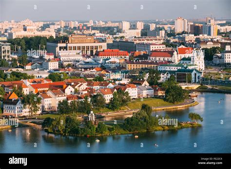 Aerial Scenic View Of Cityscape Of Minsk Belarus Scene Of The Trinity