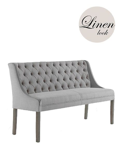An upholstered retro bench with a tall back piece and thin curved arm rails. Dining Bench With Back | Dining sofa, Upholstered dining ...