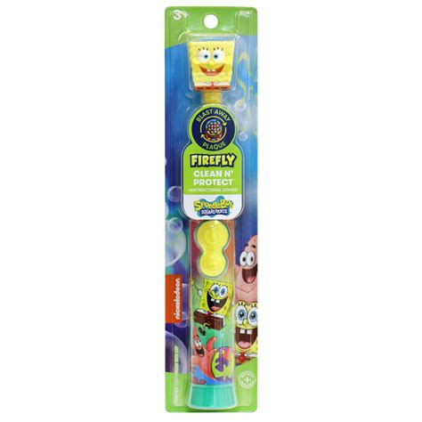 Firefly Sponge Bob Clean N Protect Toothbrush With Antibacterial Cap