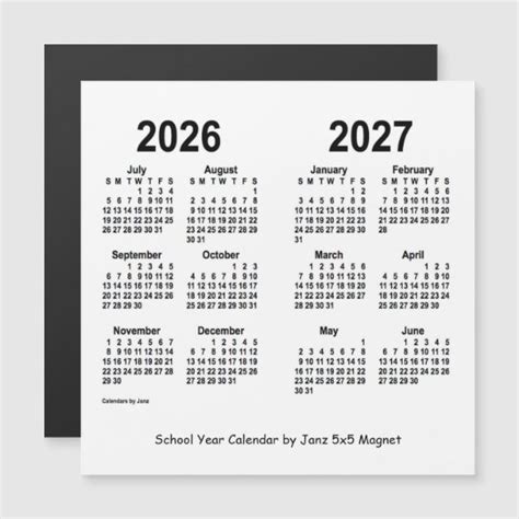 2026 2027 White School Year Calendar By Janz Uk
