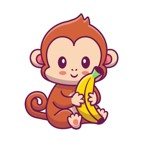 Cute Monkey Holding Banana Cartoon Monkey Body Bébé Teepublic Fr
