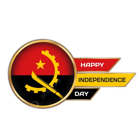 Feliz Dia Da Independência Angola Emblema Ouro Da Bandeira Do País Png