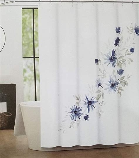 Tahari Luxury Shower Curtain Emi Pattern Dark Blue Ocean