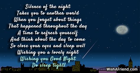 Silence Of The Night Takes You Good Night Wish