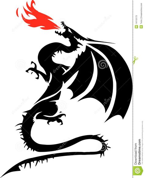 Fire breathing dragon stock vector. Illustration of silhouette - 14110173