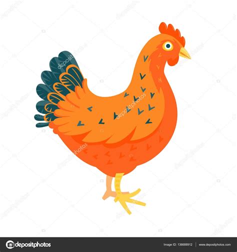 Red Chicken Funny Vector Illustration Stock Vector Image By ©ananciart