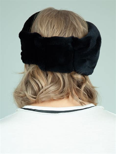 Black Rex Rabbit Fur Headband Handmade By Nordfur