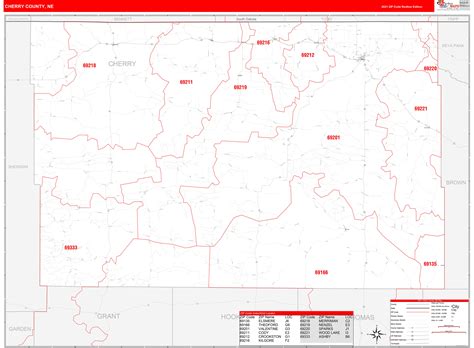 Cherry County Ne Zip Code Wall Map Red Line Style By Marketmaps Mapsales