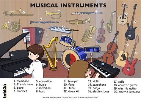 Illustrated Musical Instruments Learn English