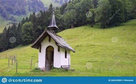 Close Up Shot Of A Chapel On A Green Hill Stock Image Image Of Small