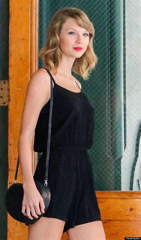 Taylor Swift Is Chic In All Black With Her Famous Red Lips Huffpost