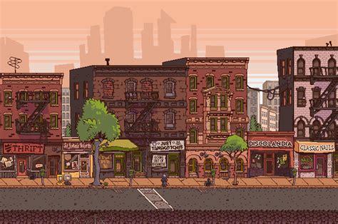 Urban Buzz City Street Pixel Art Games Game Background Art Pixel City